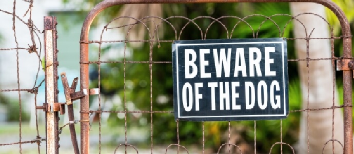 fence with Beware of the Dog sign