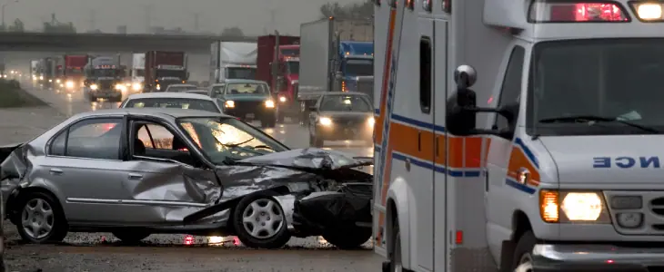 car crash and ambulance